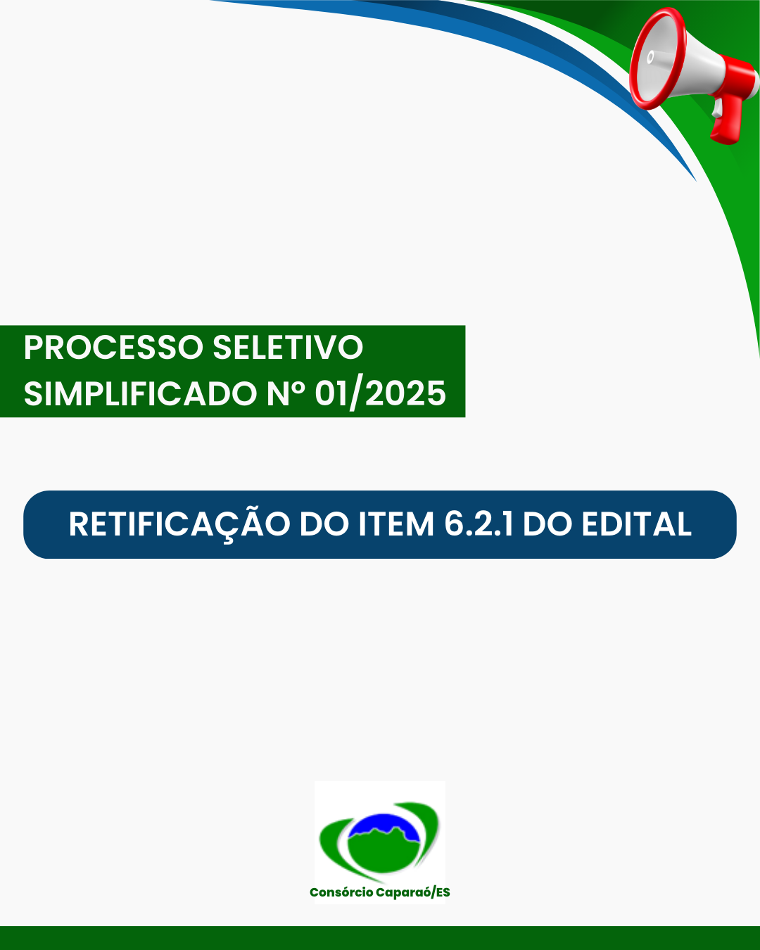 Retificação do Item 6.2.1 do Edital PROCESSO SELETIVO